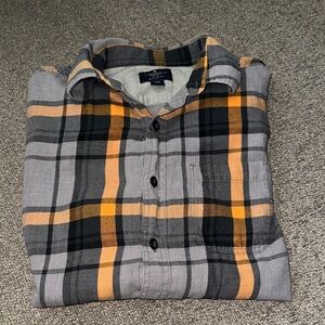 American Eagle Outfitters Gray and Orange Plaid long sleeve Shirt